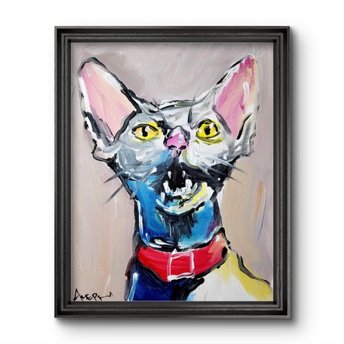 Aleph gatto dipinto mano - aleph, a