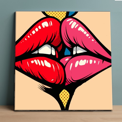 Quadro pop art labbra bacio - labbra,