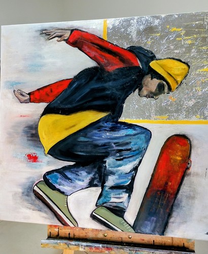 Quadro moderno dipinto mano - a,