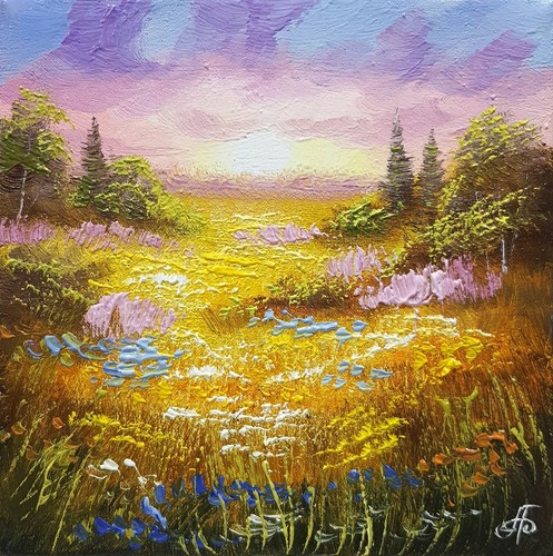 Paesaggio estivo dipinto - , a