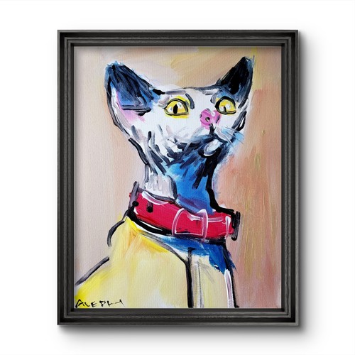 Aleph gatto dipinto mano - dipinto,