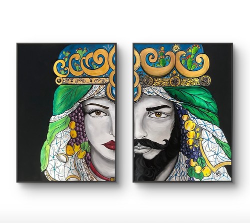 Quadro moderno dipinto mano - quadro,