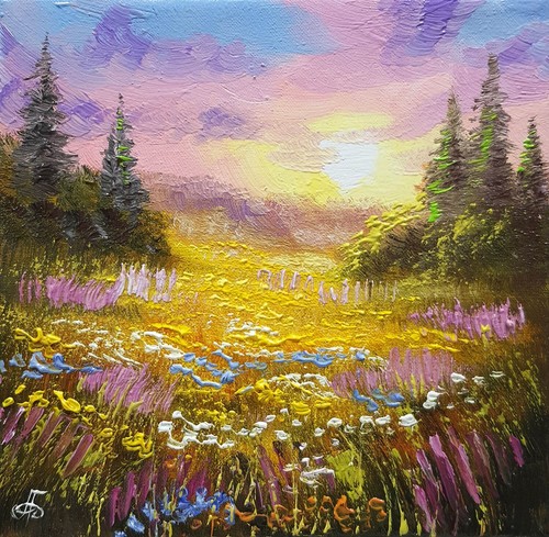 Paesaggio estivo dipinto - , a