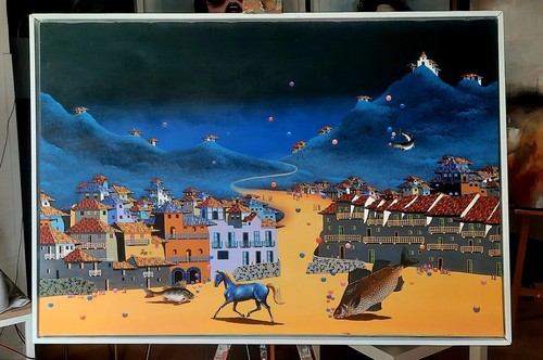 Quadro moderno dipinto mano - dipinto, a