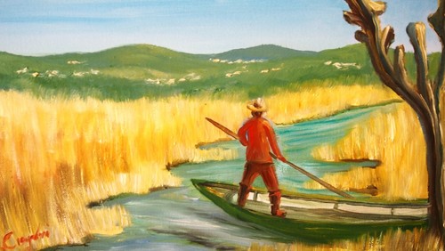 Quadro moderno paesaggio olio - moderno, paesaggio olio