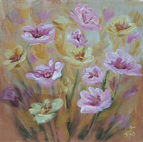 Fiori originali dipinti - , mano