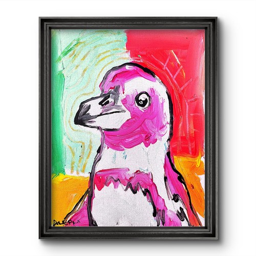 Pinguino testurizzato dipinto