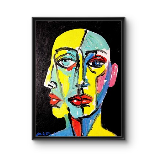 Aleph volto dipinto mano - dipinto, 9