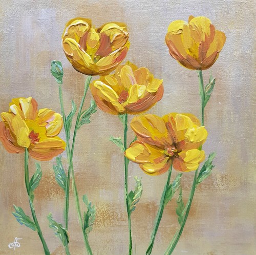 Fiori prato dipinto mano - fiori,