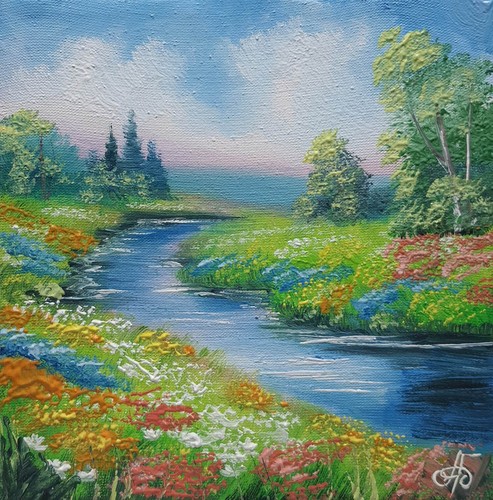 Paesaggio originale dipinto - , a